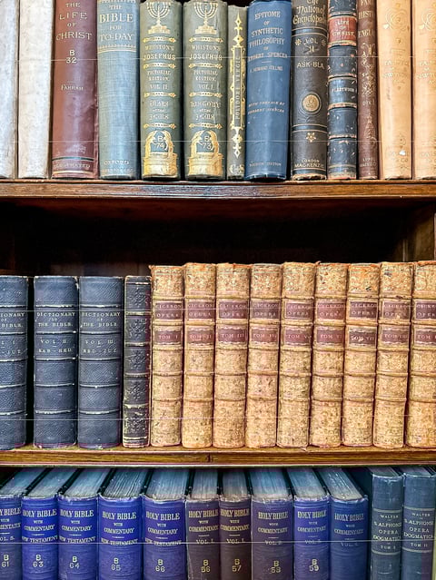 Antique Books on a wooden shelf
